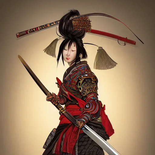 portrait of a Asian samurai woman onna-musha, | Stable Diffusion