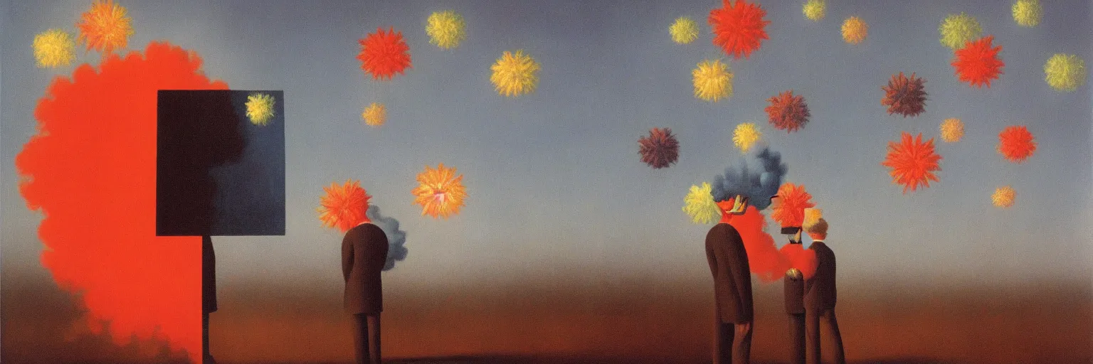 Image similar to fireworks painting magritte