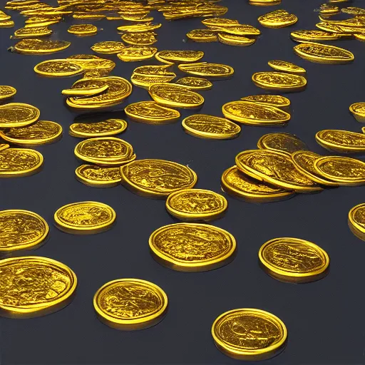 Image similar to the sky is raining down gold coins, octane render, 4 k, digital art, trending on artstation, artgerm, vfx, highly detailed, hyper realistic