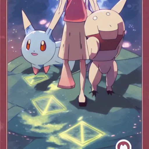 Prompt: a pokemon go card from 1 9 5 0, illustration, concept art, anime key visual, trending pixiv fanbox, by wlop and greg rutkowski and makoto shinkai and studio ghibli and kyoto animation, symmetrical facial features, pokemon trainer