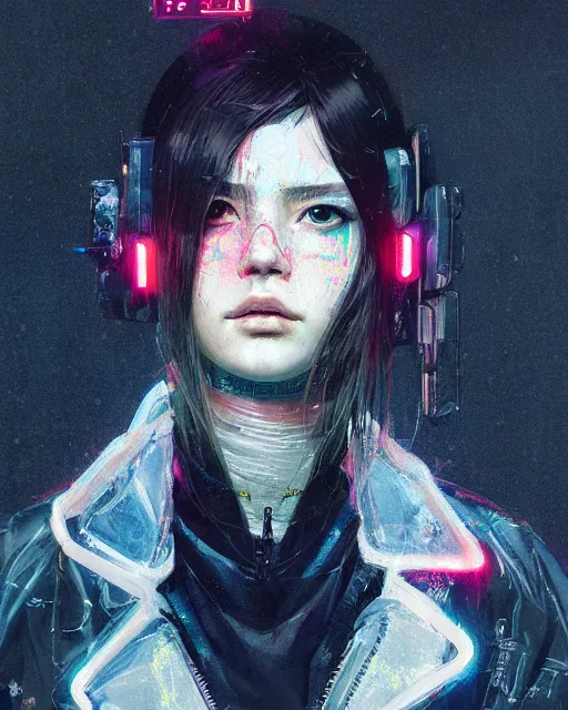 Image similar to detailed portrait neon operator girl, cyberpunk futuristic, neon, reflective puffy coat, decorated with traditional japanese by ismail inceoglu dragan bibin hans thoma greg rutkowski alexandros pyromallis nekro rene margitte, illustrated, perfect face, fine details, realistic shaded, fine - face, pretty face