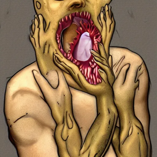 Image similar to I have no mouth and I must scream. Body horror