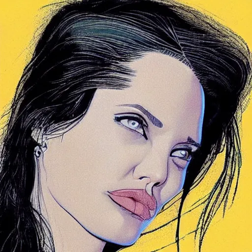 Image similar to “ angelina jolie retro minimalist portrait by jean giraud, moebius starwatcher comic, 8 k ”