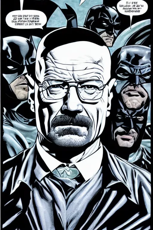 Image similar to Walter White as Batman, by Joe Jusko