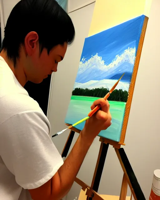 Image similar to a concept painting of sd ai painting a masterpiece