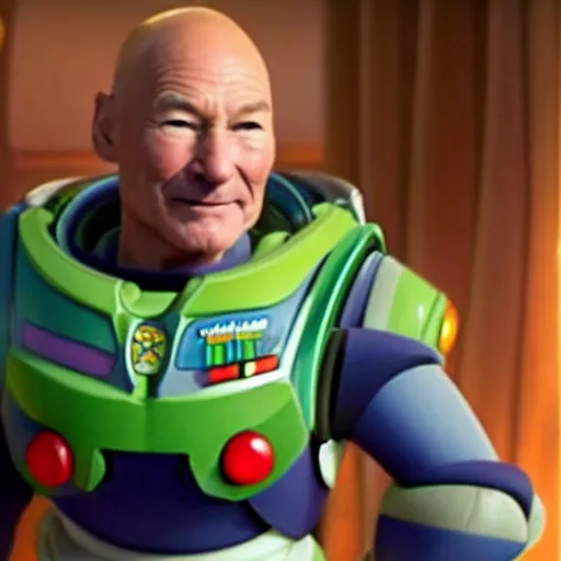 Image similar to patrick stewart as the real buzz lightyear