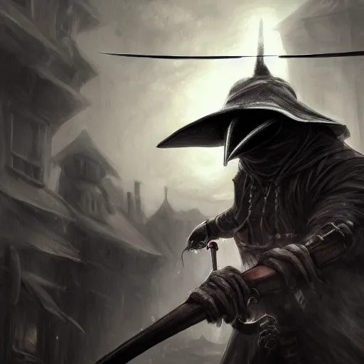 Image similar to plague doctor samurai, dynamic lighting, fantasy concept art, trending on art station, stunning visuals, creative, cinematic, ultra detailed, extreme detailed, 8 k, detailed