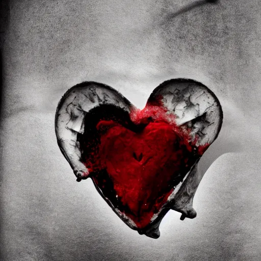 Image similar to skeletal heart, heart formed from bone, dripping blood, high resolution, dslr, cinematic photography, cinematic lighting, starch white and deep red