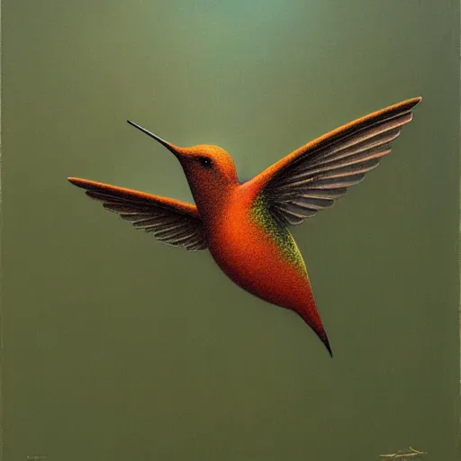 Prompt: Rusty Hummingbird by zdzisław beksiński