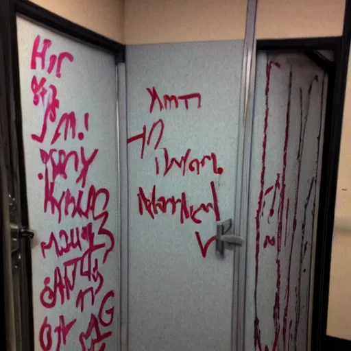 Prompt: restroom stall graffiti