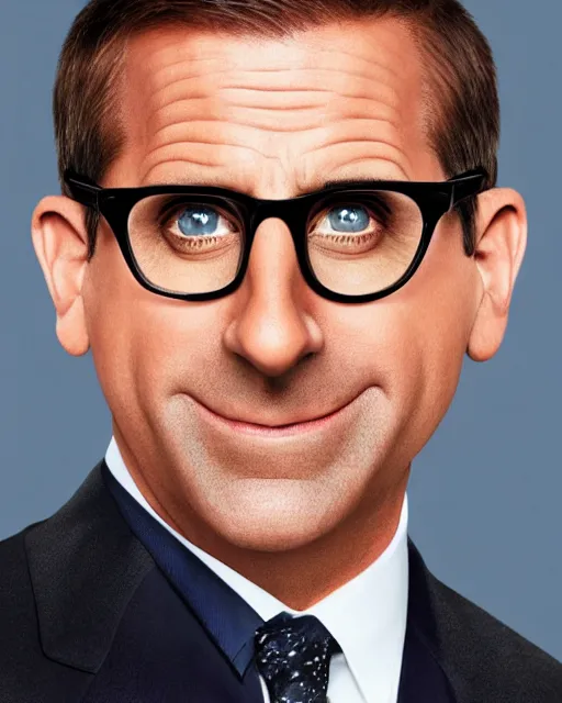 Image similar to steve carrell with a suit as a muppet. highly detailed felt. hyper real photo. 4 k.