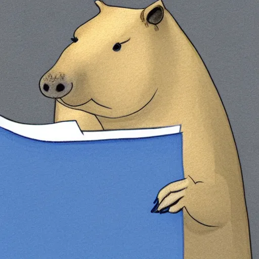 Image similar to court sketch of a capybara defending a parking ticket in a court room