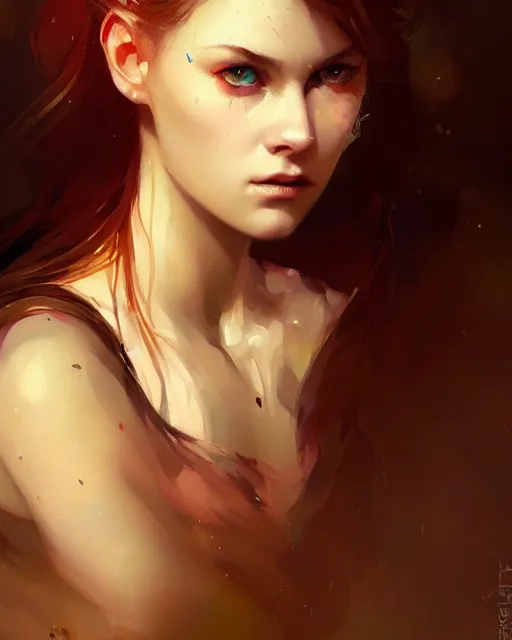 Image similar to girl portrait by greg rutkowski and charlie bowater, vivid, aesthetic, fine details, colorful swirly ripples, gaudy colors, luminescent, organic matte painting, realistic eyes, masterpiece, busy background, bokeh, depth of field