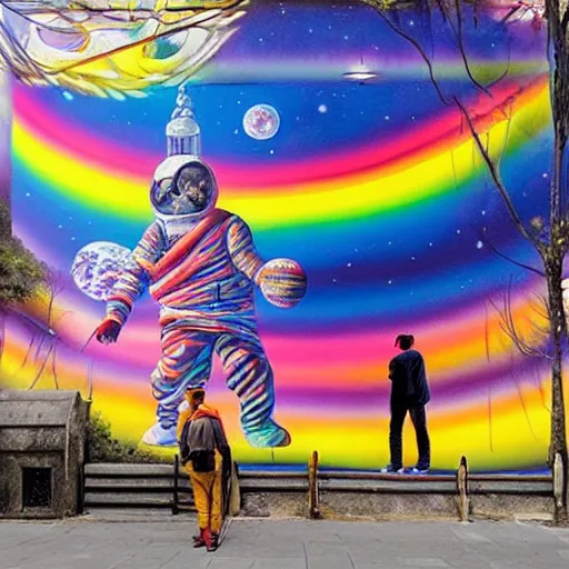 Prompt: Liminal space in outer space by Eduardo Kobra