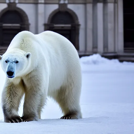 Image similar to a polar bear in the city