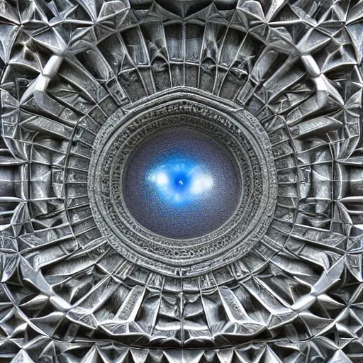 Image similar to a hyperrealistic 3 d painting of a huge sprawling fractal cathedral interior populated by mandelbrot fractals by android jones, unreal engine, carved stone, carved soap, white color scheme, volumetric lighting, octane render, dramatic lighting, glowing, carved marble, opalescent, sacred geometry, religious, angelic, catholicpunk, stark, 8 k, ultra detailed