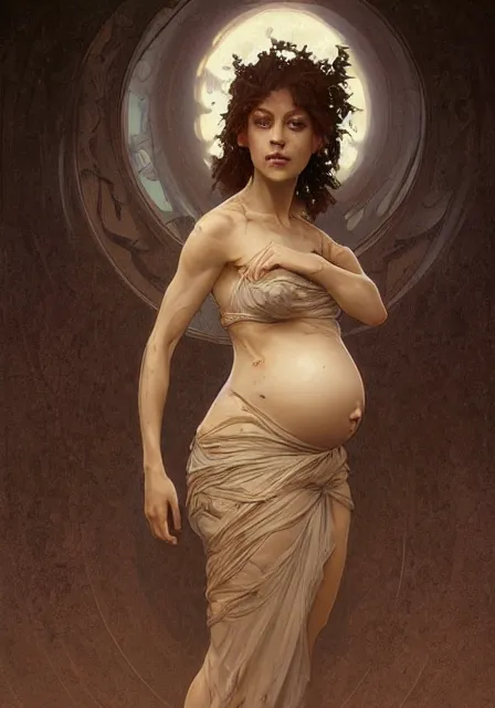 Prompt: pregnant mummy zombie, intricate, elegant, highly detailed, digital painting, artstation, concept art, smooth, sharp focus, illustration, art by artgerm and greg rutkowski and alphonse mucha and william - adolphe bouguereau