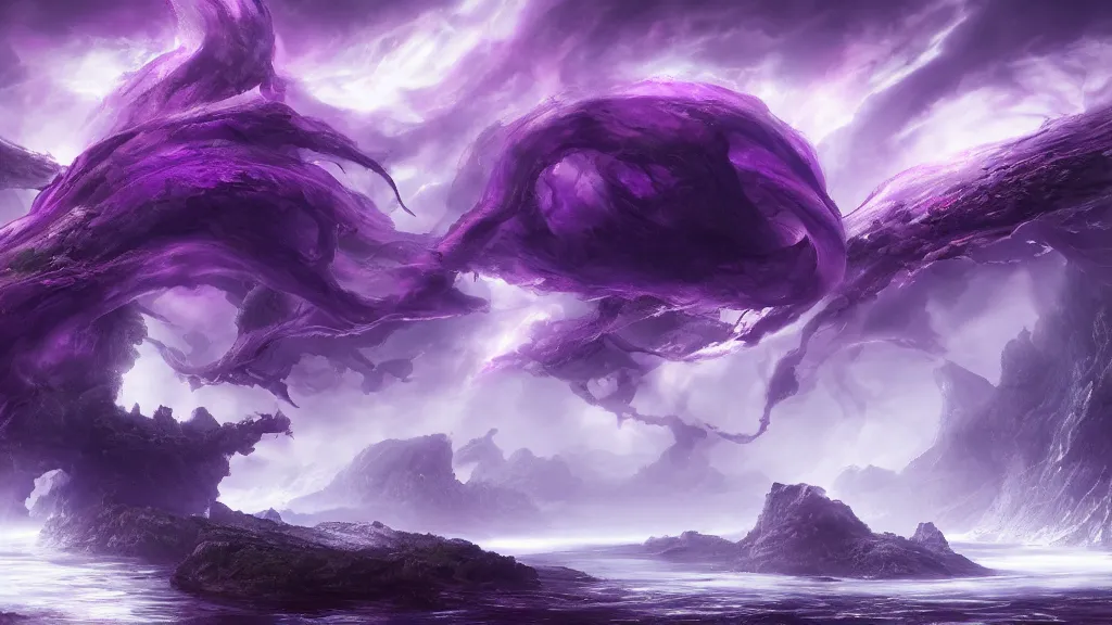 Image similar to archipelago, fantasy artwork, very very very beautiful Purple Tornado, hd, hdr, ue5, ue6, unreal engine 5, cinematic 4k wallpaper, 8k, ultra detailed, high resolution, artstation, award winning