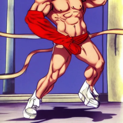 Prompt: ken from street fighter 2 in the style of freud, lucian