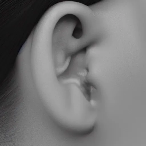 Prompt: an ear loop of woman, close up, subsurface scattering