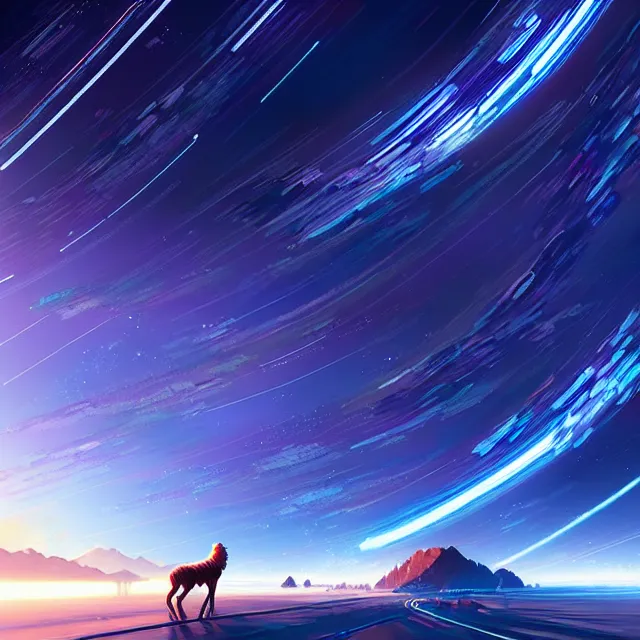 Prompt: epic professional digital art of star trails, best on artstation, cgsociety, wlop, cinematic, breathtaking, epic, stunning, gorgeous, much detail, much wow, masterpiece