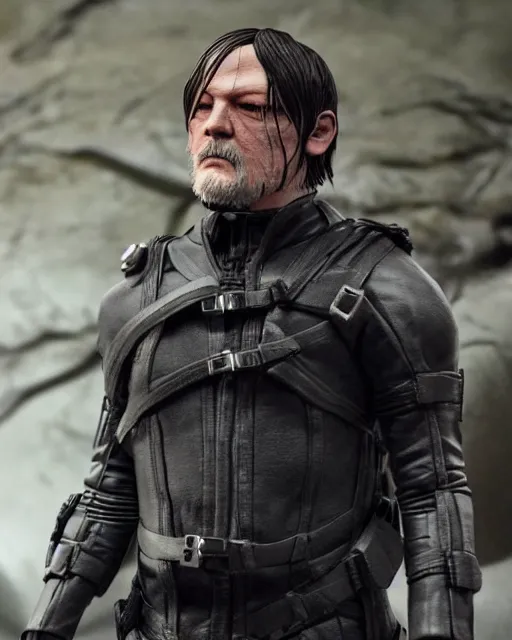 Image similar to death stranding norman reedus as a muppet. highly detailed felt. hyper real photo. 4 k.