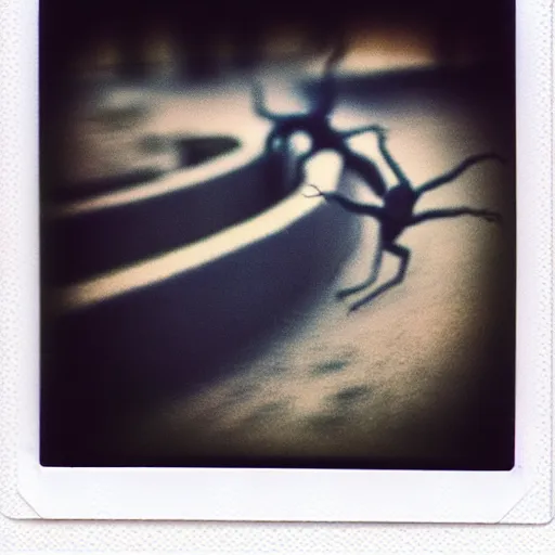 Image similar to beautiful, award winning photo of a the crawling chaos, hyperealistic detailed photography polaroid, 5 0 mm lens, motion blur, grainy image