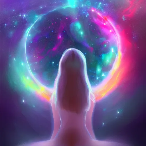 Image similar to spiritual awakening, in the universe, digital painting, artstation