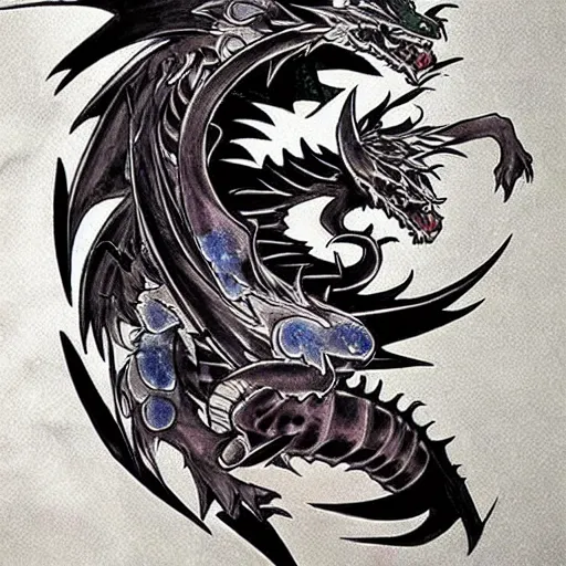 Image similar to anime manga full color dragon!! Emerald and obsidian dragon, forearm tattoo, tattoo