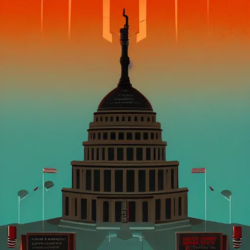 Image similar to the rise of a dystopic goverment, by jeffrey smith, tim biskup, behance contest winner, wallpaper, digital illustration