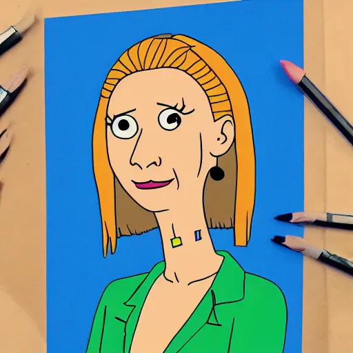 Image similar to bojack horseman style portrait of phoebe buffay