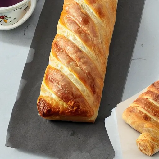 Prompt: ceaseless watcher, turn your gaze upon this wretched greggs sausage roll, photograph