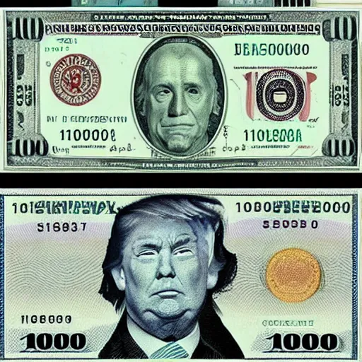 Prompt: trump in the 1000$ bill