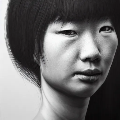 Image similar to a woman, a photorealistic painting by wang duo, featured on cg society, photorealism, behance hd, ultrafine detail, high detail