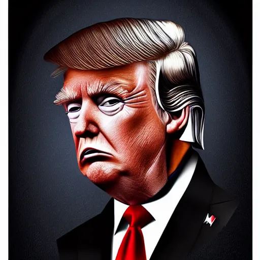 Image similar to “ Donald Trump as a vampire, realistic, digital painting, scary”