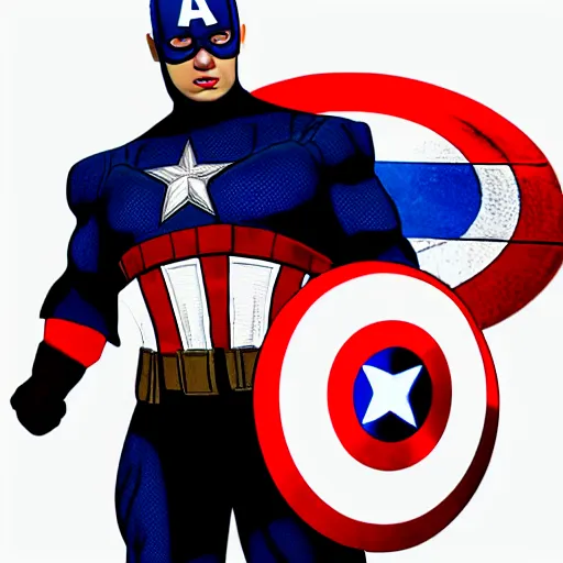 Prompt: Giga Chad as Captain America, photo realistic