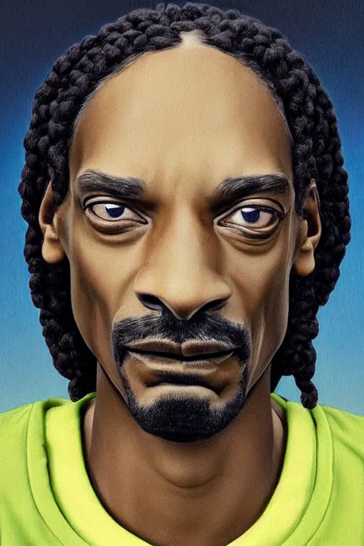 Prompt: ultra realistic snoop dogg face portrait in the style of grant wood