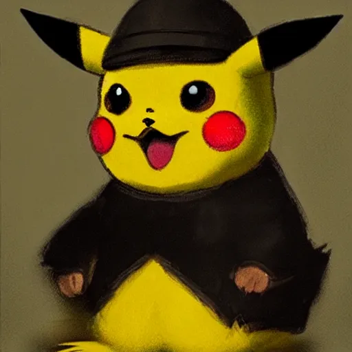 Prompt: pikachu. by soft rembrandt