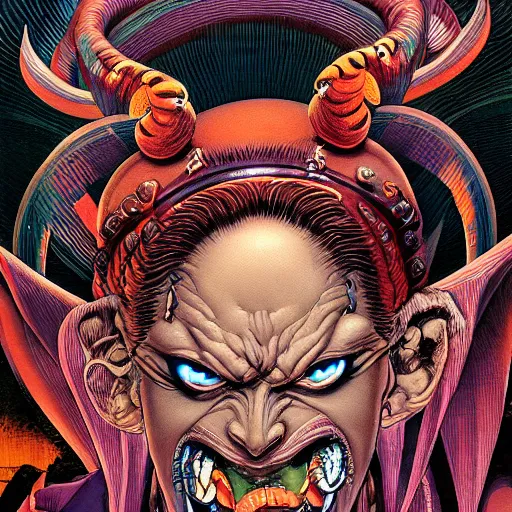 Image similar to portrait closeup of crazy dhalsim, symmetrical, cinematic colors, by yoichi hatakenaka, masamune shirow, josan gonzales and dan mumford, ayami kojima, takato yamamoto, barclay shaw, karol bak, yukito kishiro