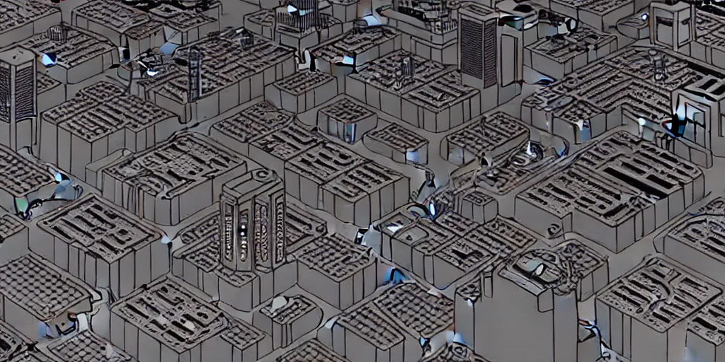 Image similar to areal view of mechanical futuristic utopian brutalist city in the style of Akira!