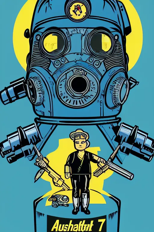 Image similar to fallout 7 6 retro futurist illustration art by butcher billy, sticker, colorful, illustration, highly detailed, simple, smooth and clean vector curves, no jagged lines, vector art, smooth andy warhol style