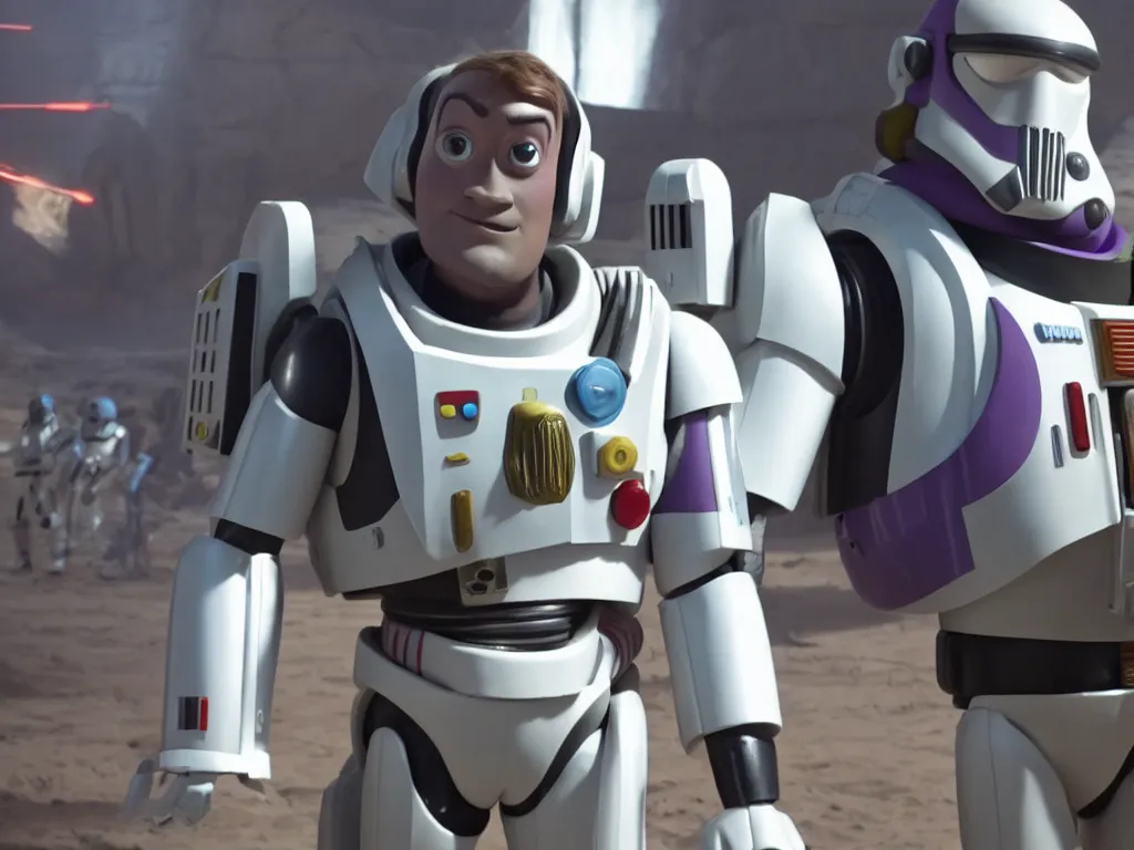 Prompt: buzz lightyear in rogue one : a star wars story ( 2 0 1 6 )