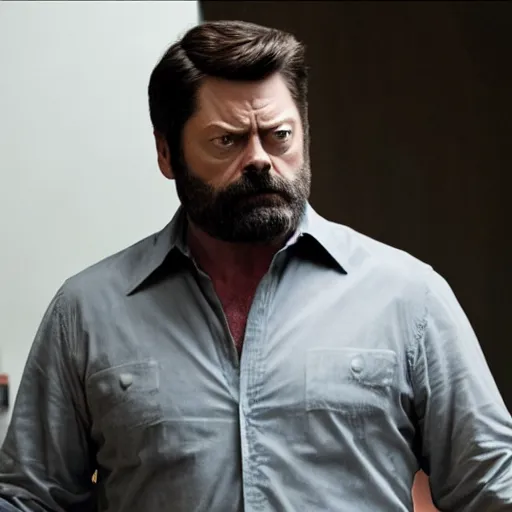 Prompt: nick offerman as logan, photorealistic logan movie still, detailed, 8 k