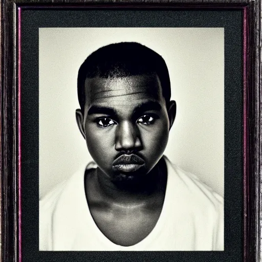 Prompt: the face of young kanye west at 1 4 years old, portrait by julia cameron, chiaroscuro lighting, shallow depth of field, 8 0 mm, f 1. 8