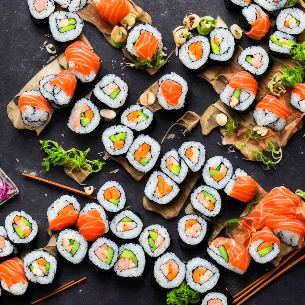 Image similar to sushi rolls, award winning food photography