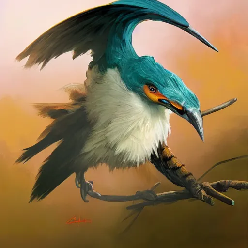 Prompt: giant bird with sharp teeth, oil painting, ultradetailed, artstation, ultradetailed, digital painting, ultradetailed