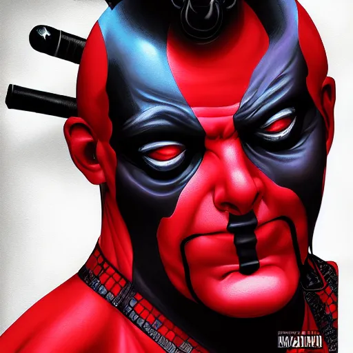 Image similar to a portrait of deathpool, extremely detailed digital art by mark brooks