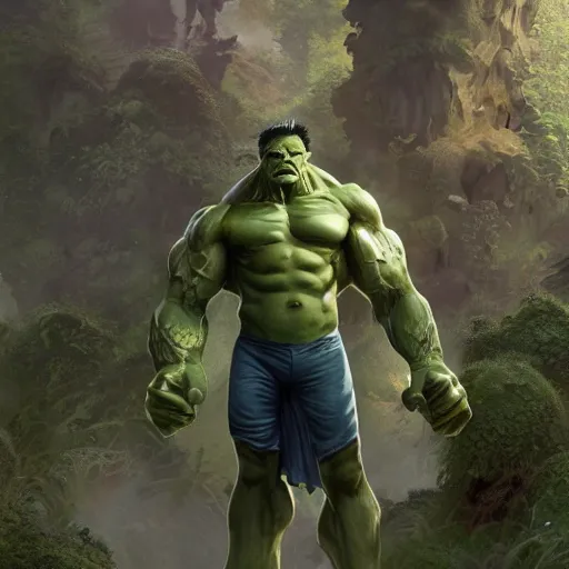 Prompt: shreak as the hulk au naturel, hyper detailed, digital art, trending in artstation, cinematic lighting, studio quality, smooth render, unreal engine 5 rendered, octane rendered, art style by klimt and nixeu and ian sprigger and wlop and krenz cushart