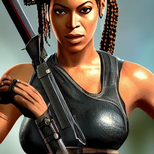 Prompt: beyonce as lara croft