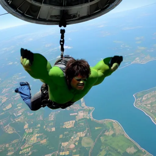 Image similar to hulk skydiving